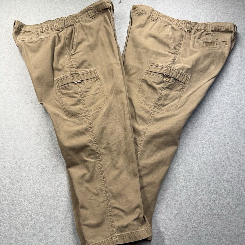 VTG L.L. Bean Cotton Cargo Pants Mens 40 Khaki Regular Fit Solid Casual Lot of 2